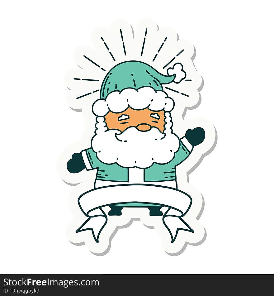 sticker of a tattoo style santa claus christmas character