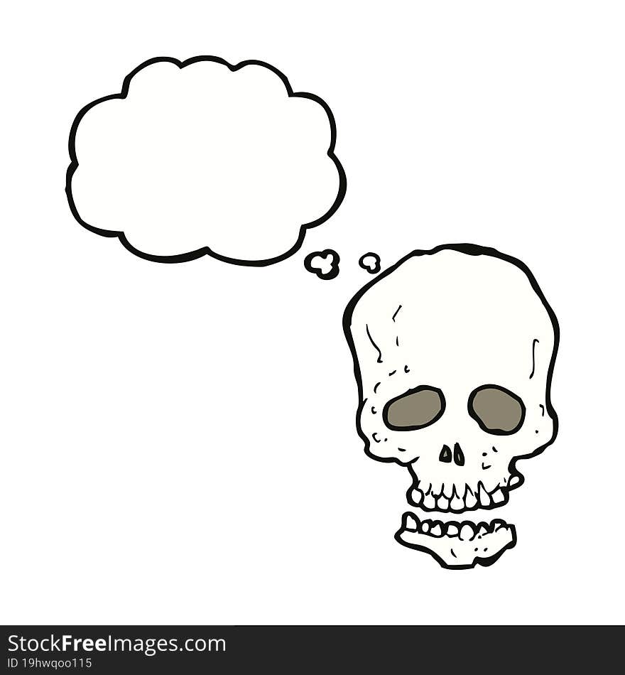 cartoon skull with thought bubble