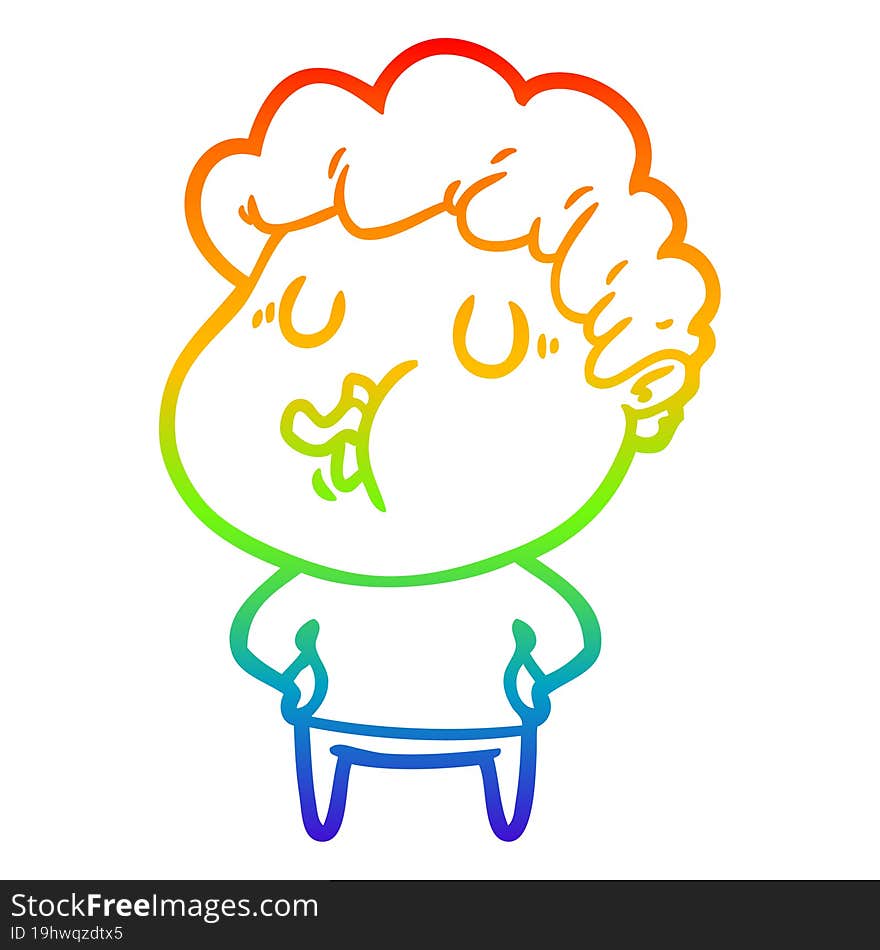 Rainbow Gradient Line Drawing Cartoon Man Singing