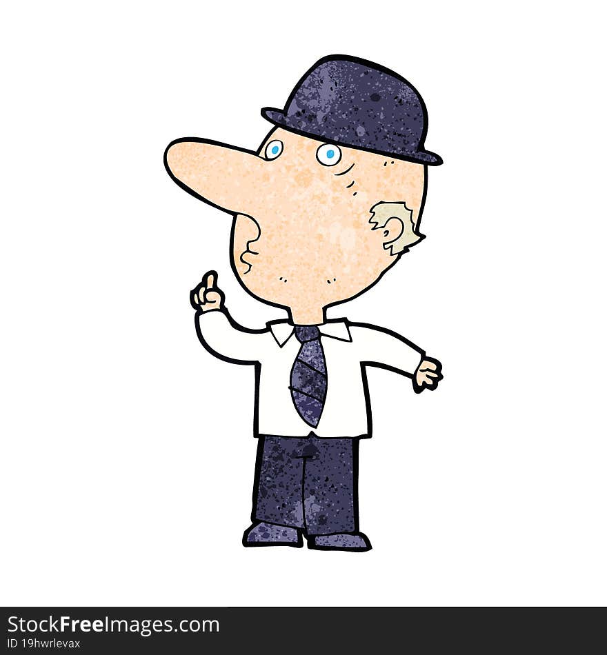 cartoon man wearing bowler hat