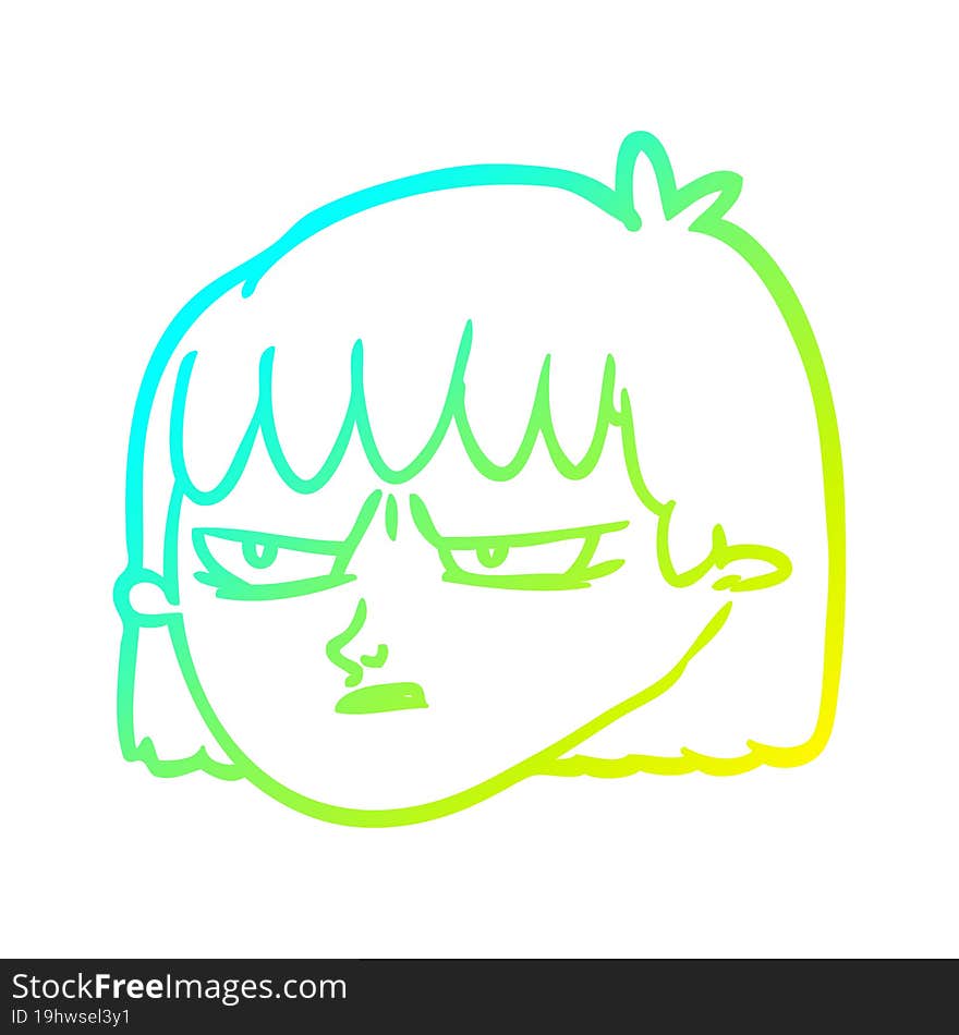 cold gradient line drawing of a angry woman