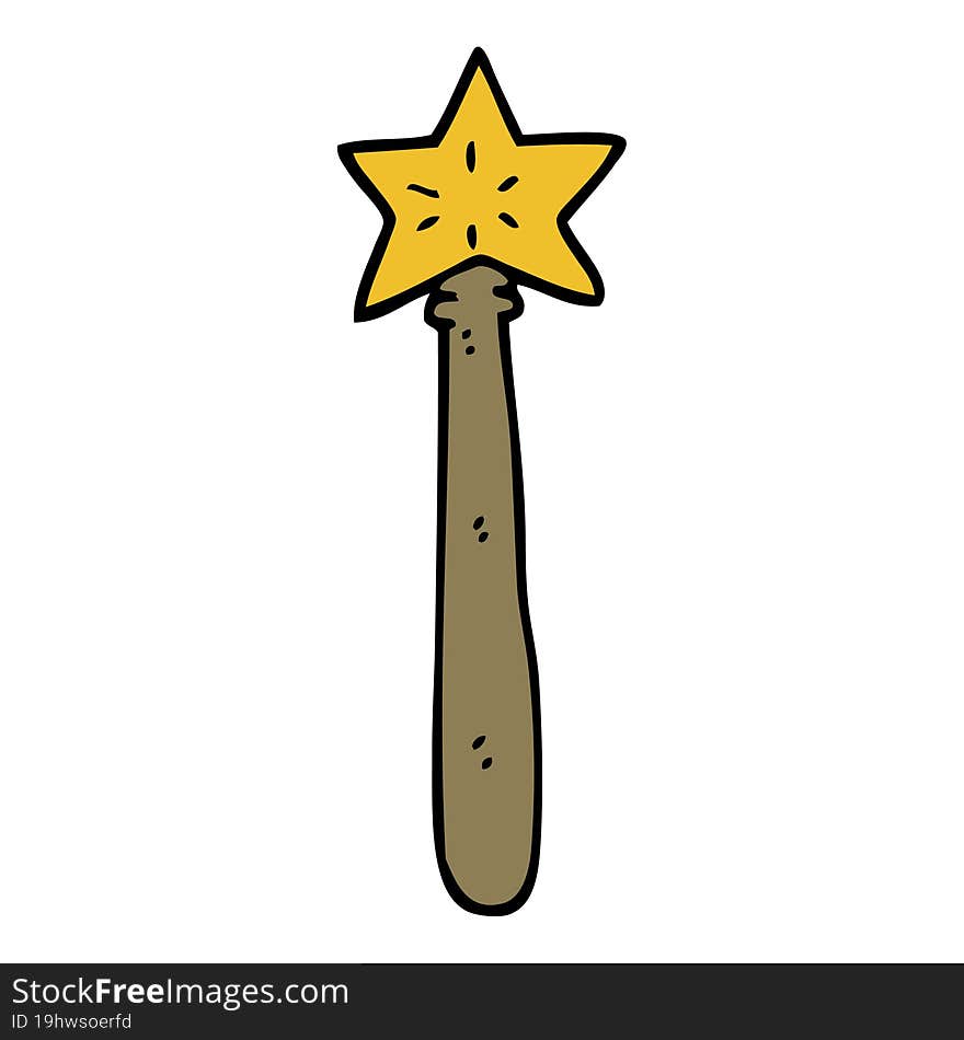 Hand Drawn Doodle Style Cartoon Magician Wand