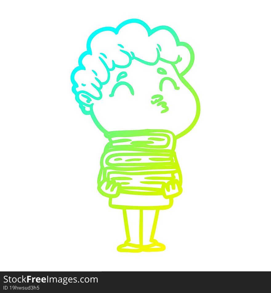 cold gradient line drawing cartoon man pouting