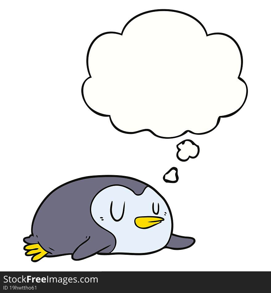 cartoon penguin with thought bubble. cartoon penguin with thought bubble