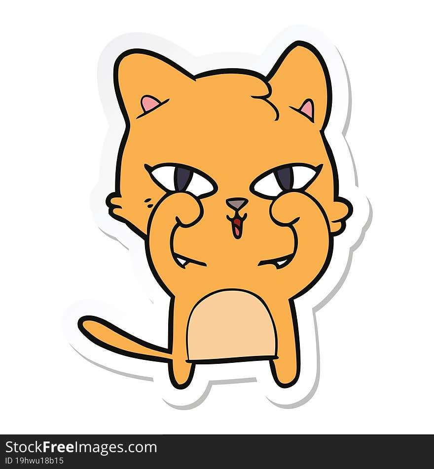 sticker of a cartoon cat rubbing eyes