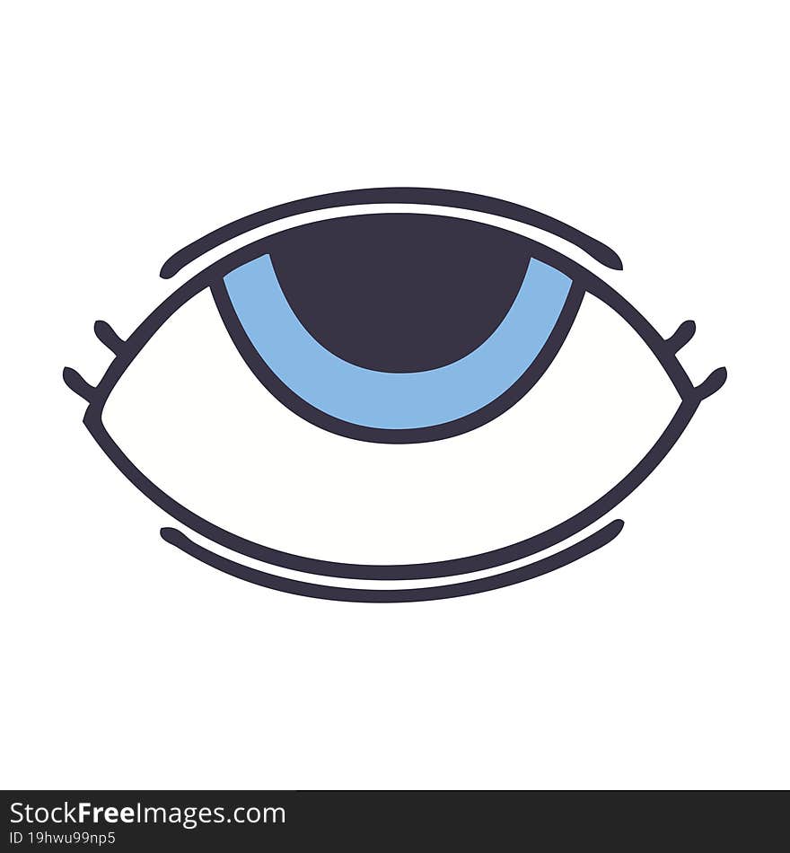 flat color retro cartoon of a eye looking up