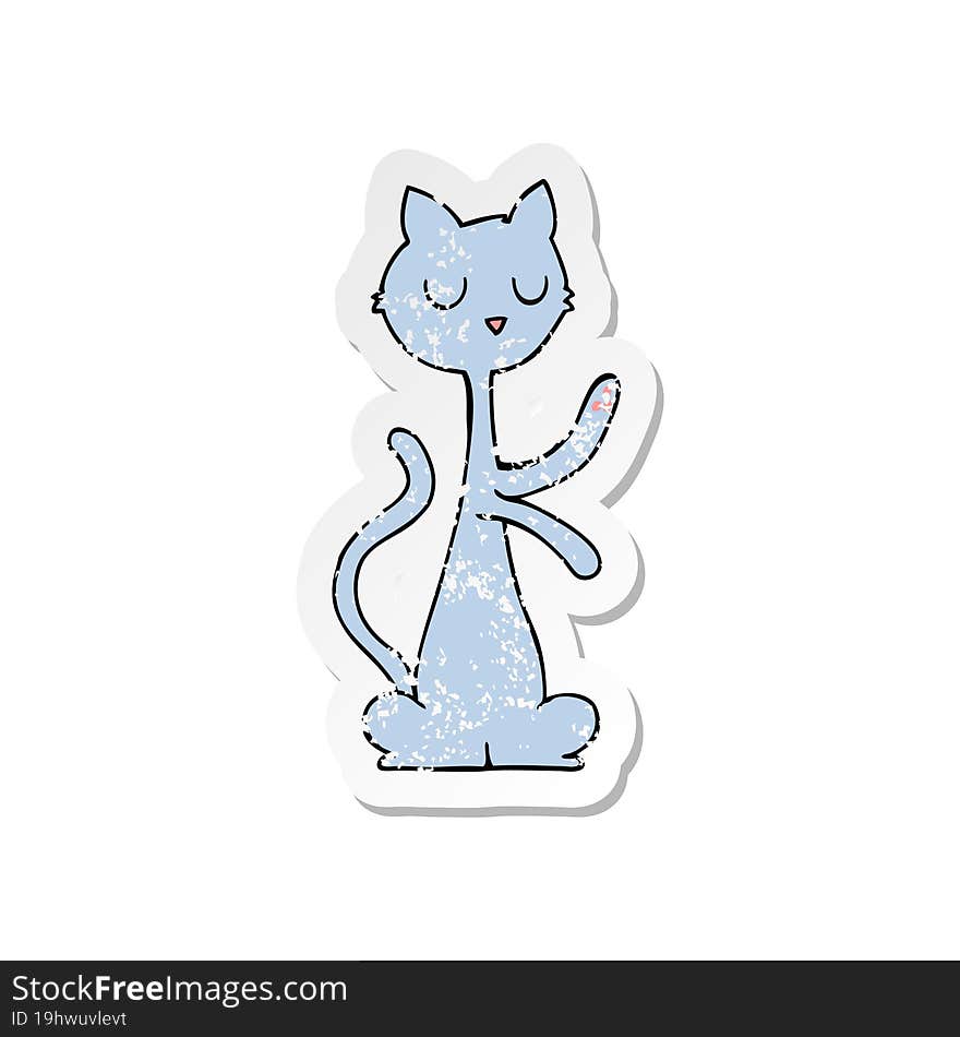 retro distressed sticker of a cartoon cat