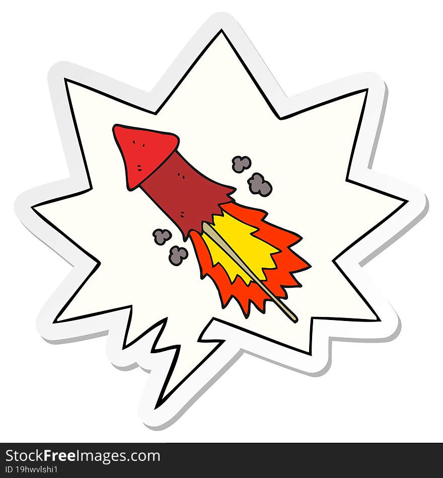 cartoon firework and speech bubble sticker