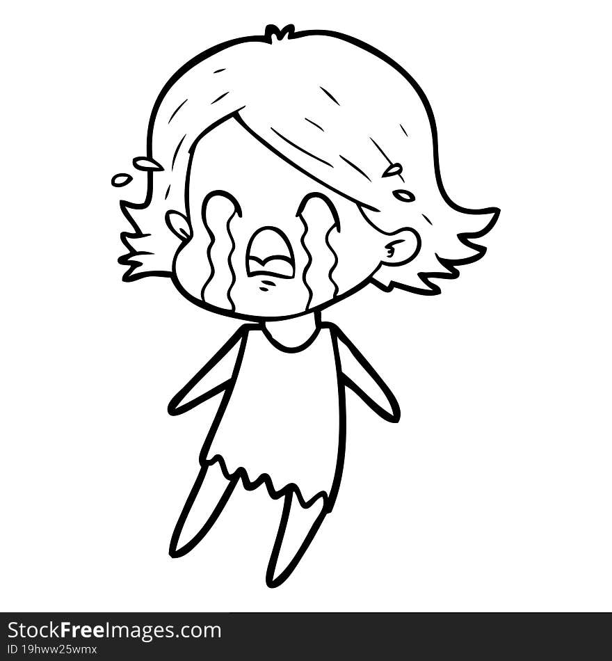 cartoon woman crying. cartoon woman crying