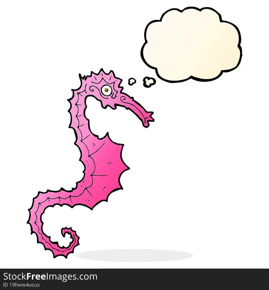 cartoon sea horse with thought bubble