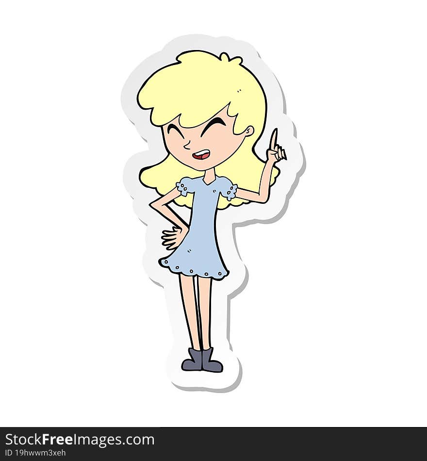 sticker of a cartoon girl making point