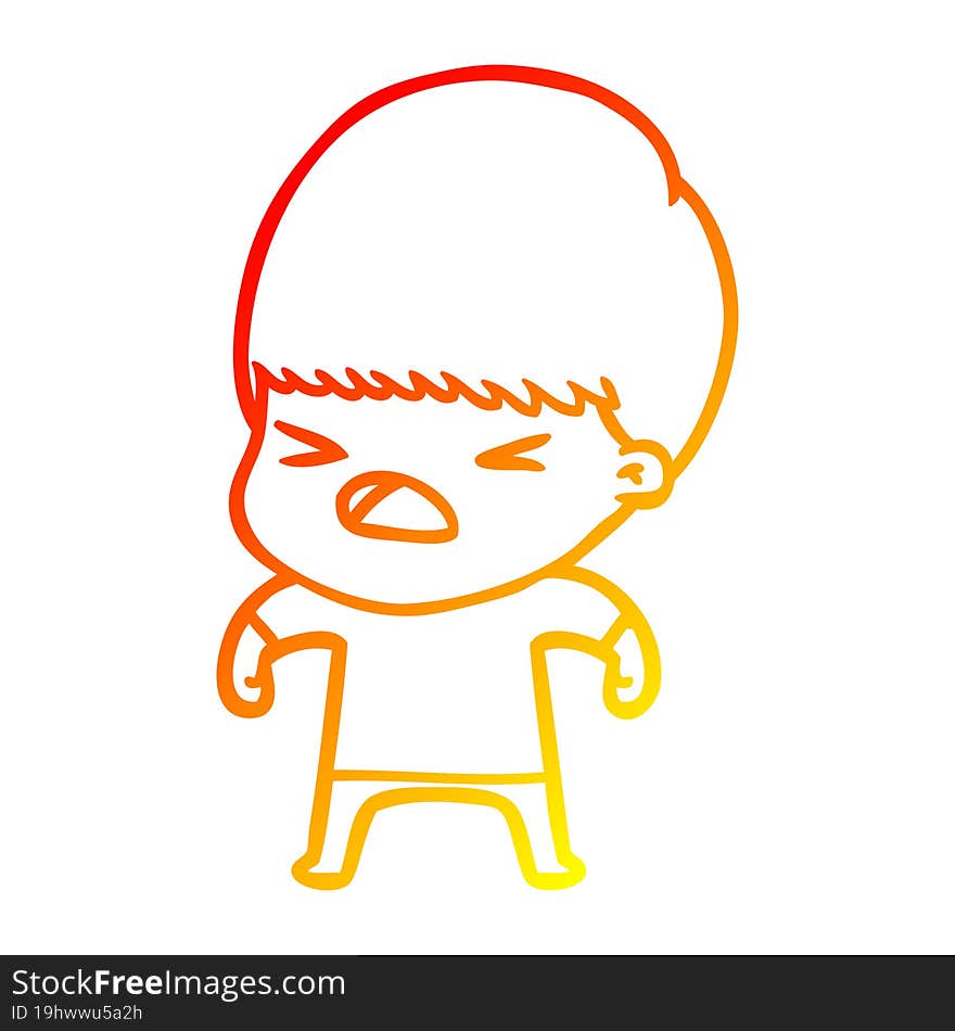 warm gradient line drawing cartoon stressed man