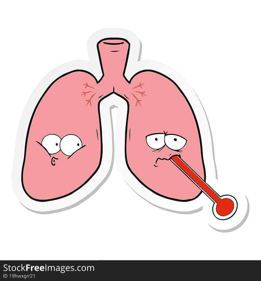 sticker of a cartoon unhealthy lungs