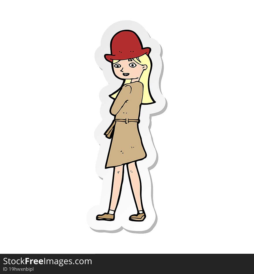 sticker of a cartoon female spy