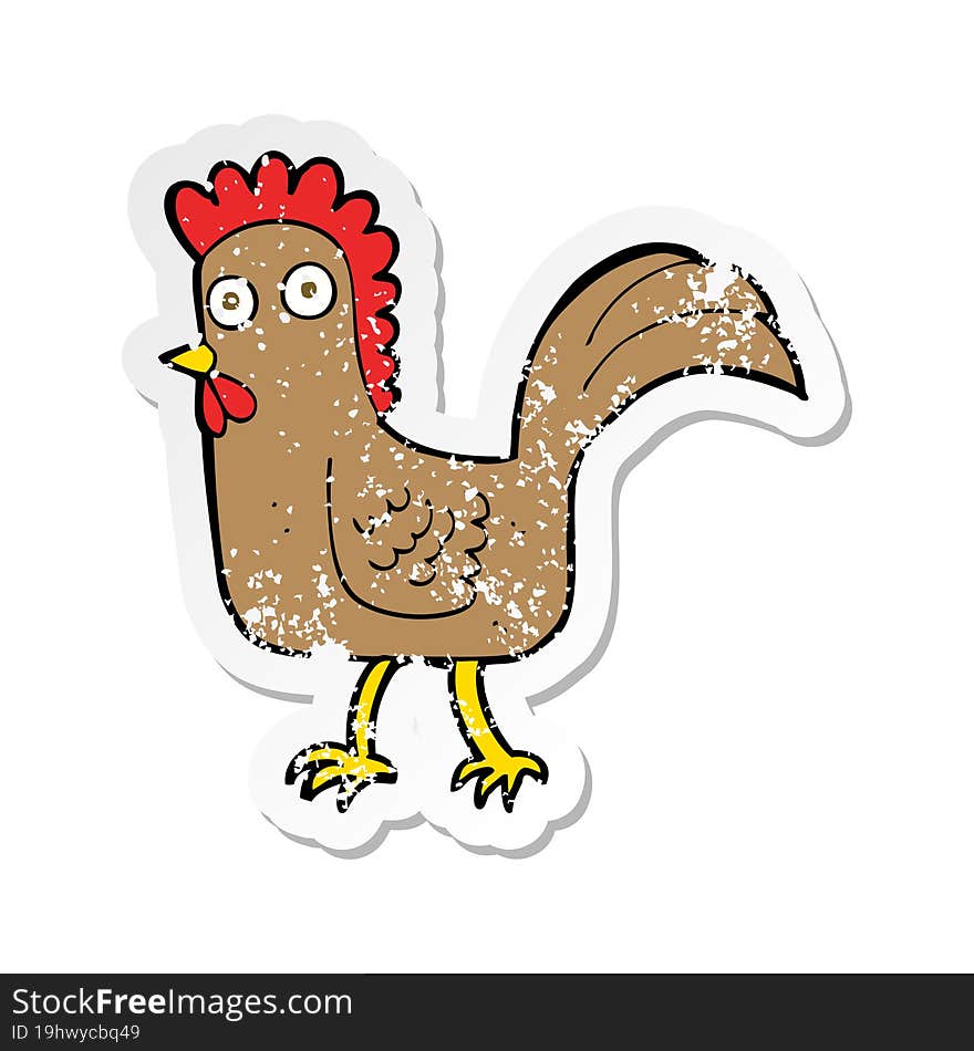 retro distressed sticker of a cartoon chicken