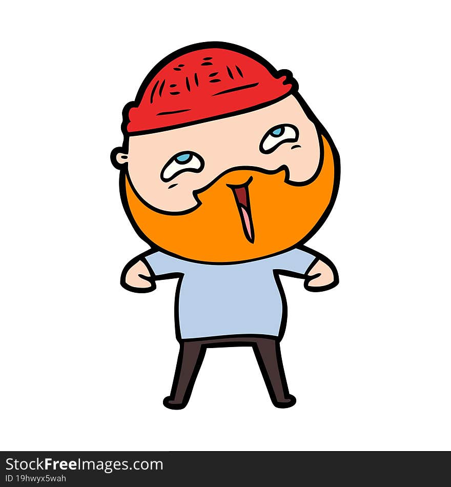 cartoon happy bearded man. cartoon happy bearded man