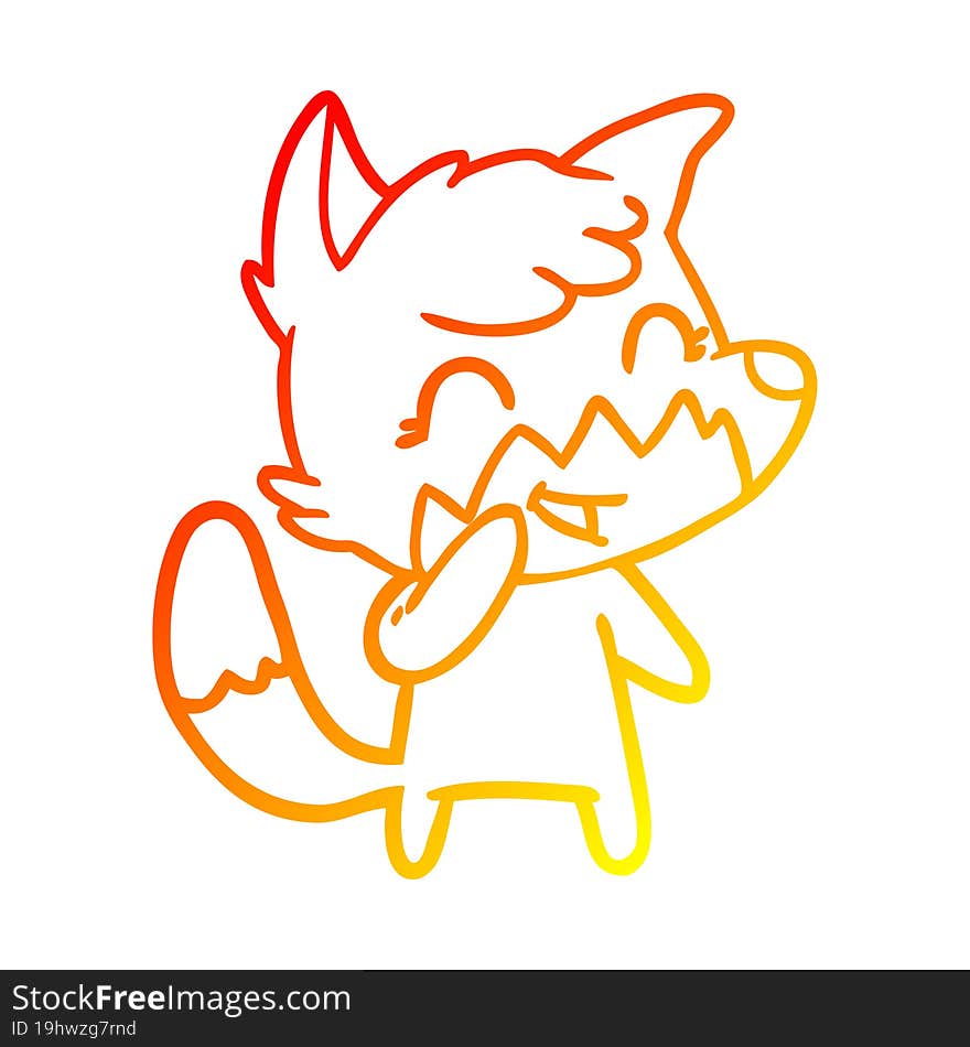 warm gradient line drawing happy cartoon fox