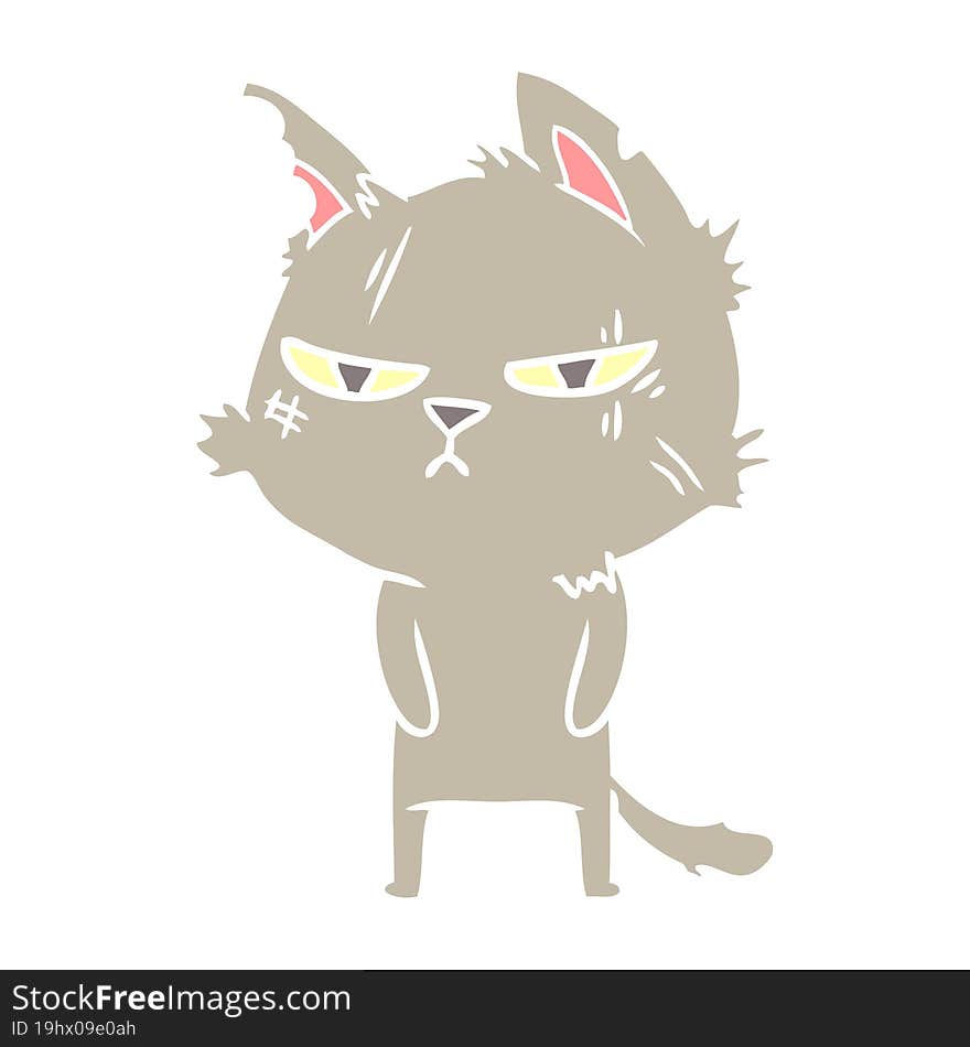 Tough Flat Color Style Cartoon Cat