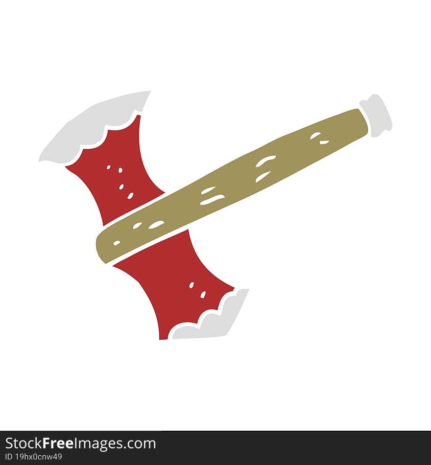 flat color illustration of a cartoon axe