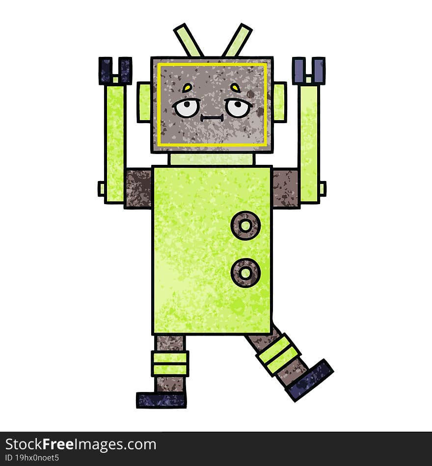 retro grunge texture cartoon of a robot