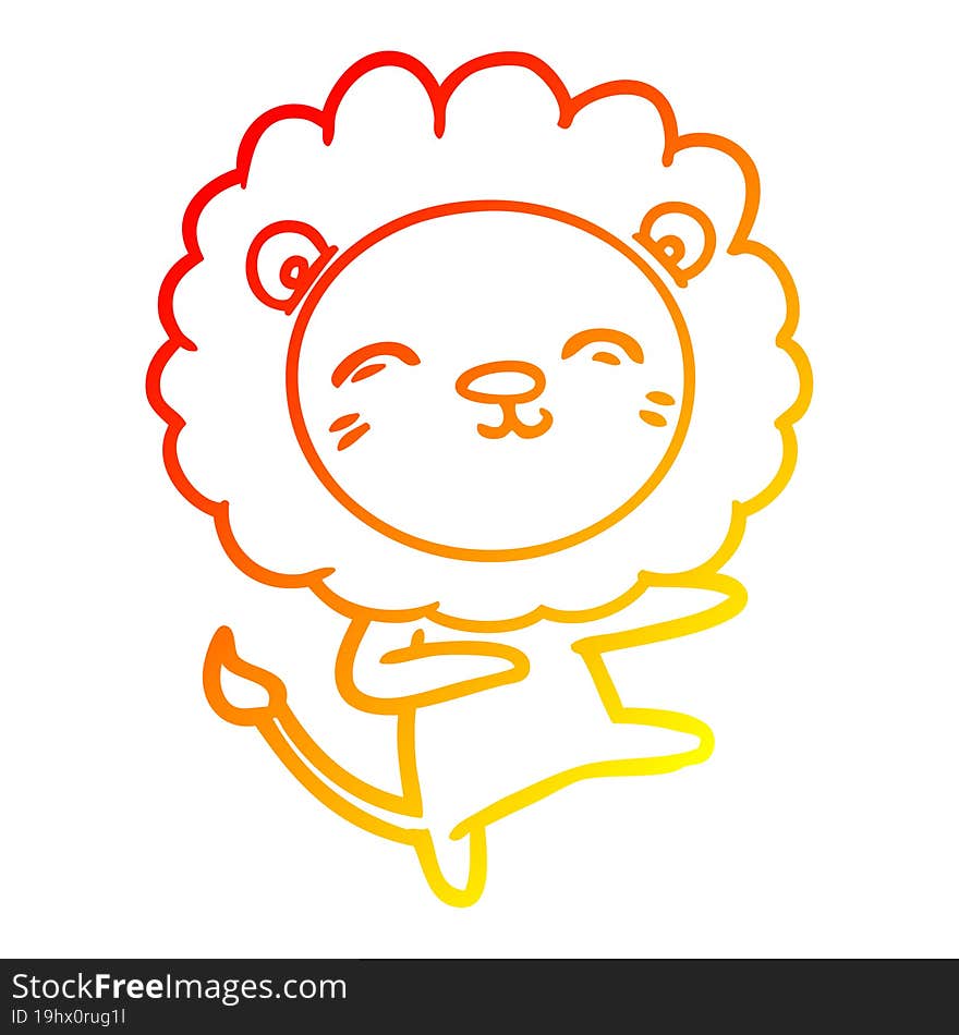 warm gradient line drawing of a cartoon lion