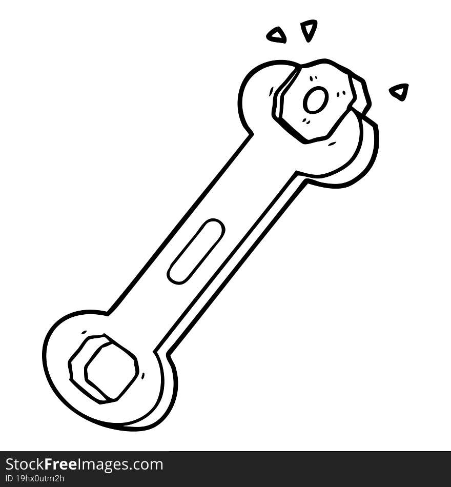 cartoon spanner turning nut. cartoon spanner turning nut