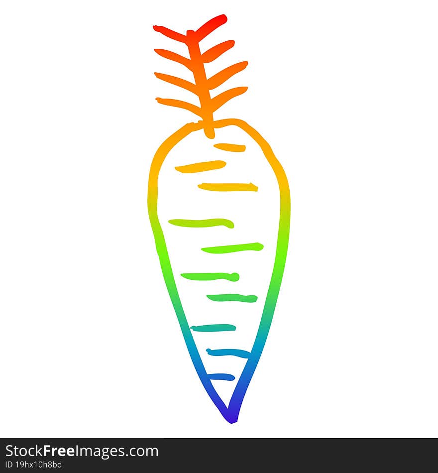 rainbow gradient line drawing of a cartoon root vegetable