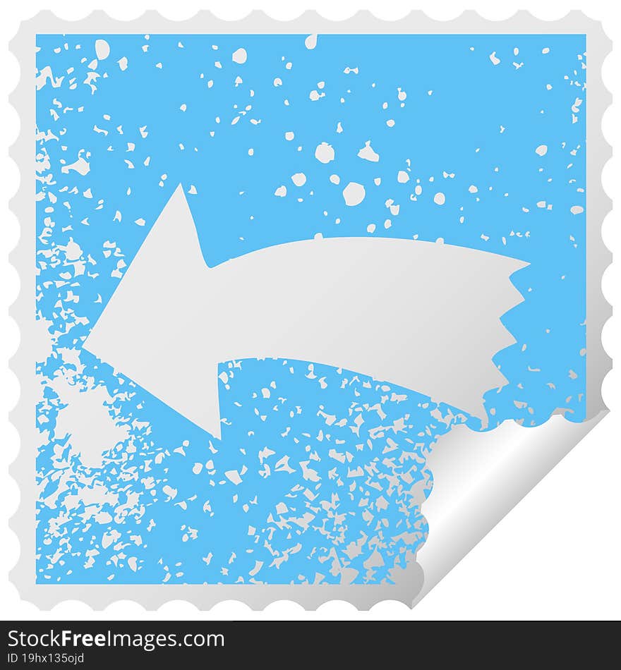 quirky distressed square peeling sticker symbol arrow