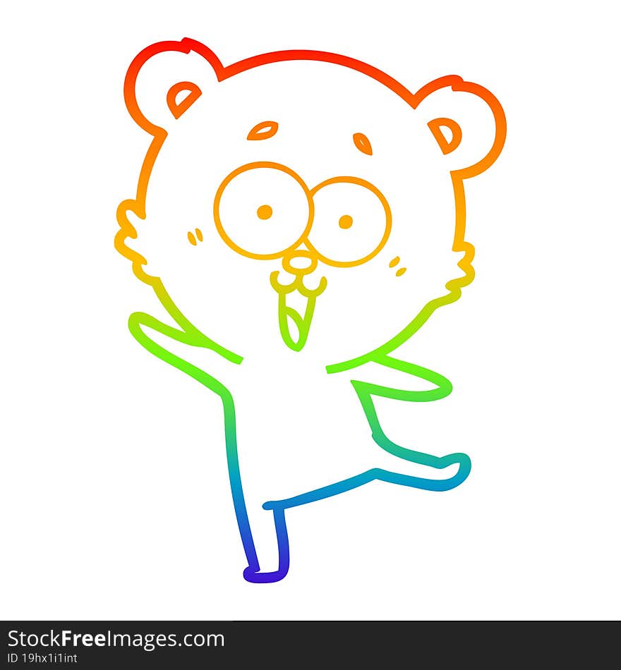 rainbow gradient line drawing laughing teddy  bear cartoon