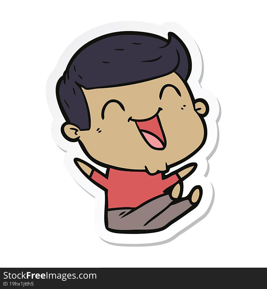 sticker of a cartoon man laughing