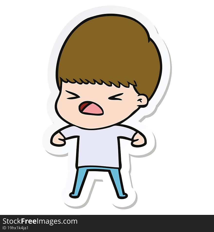 sticker of a cartoon stressed man