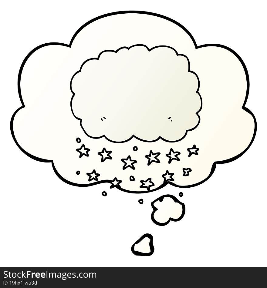 Cartoon Rain Cloud And Thought Bubble In Smooth Gradient Style