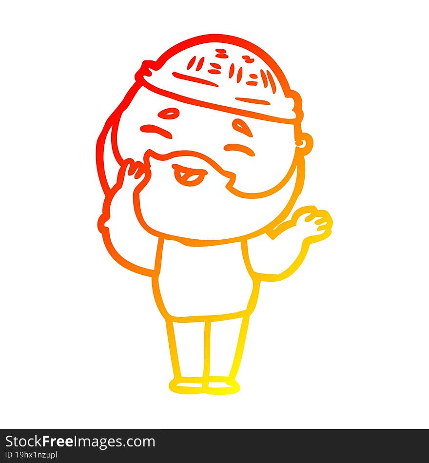 warm gradient line drawing cartoon happy bearded man