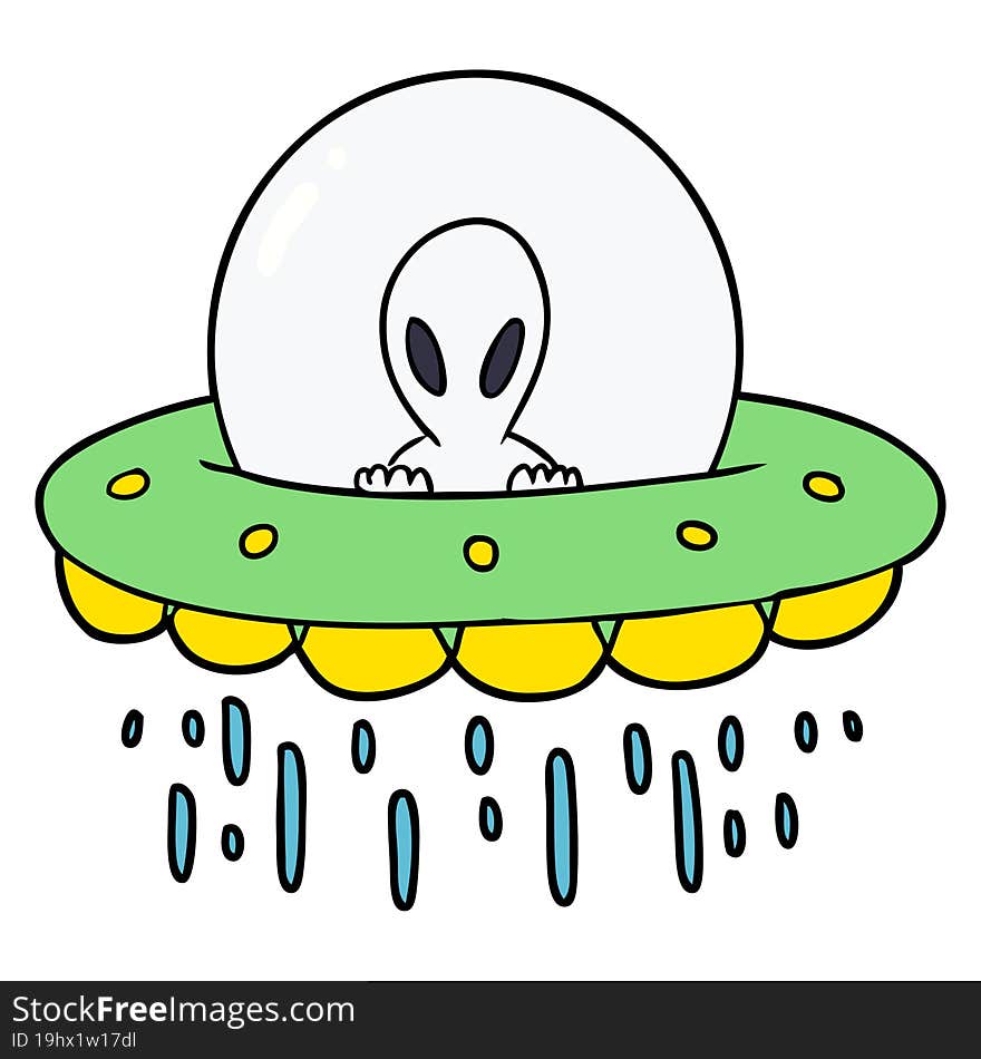 cartoon alien UFO. cartoon alien UFO