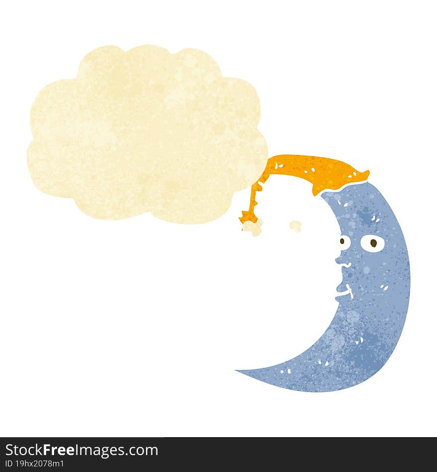 Sleepy Moon Cartoon With Thought Bubble