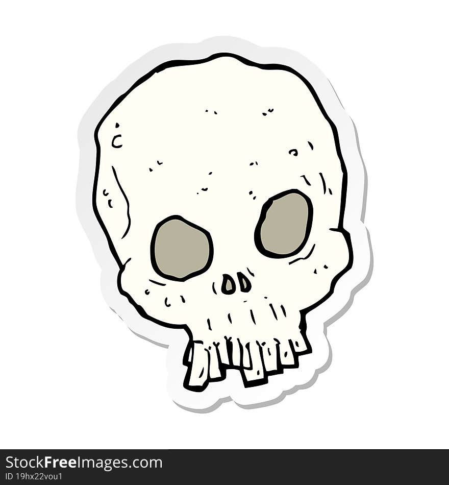 sticker of a cartoon spooky skull