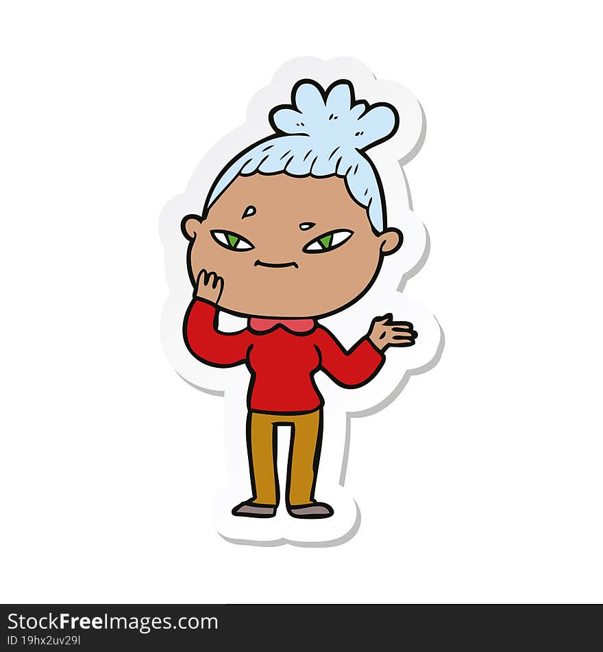 sticker of a cartoon woman