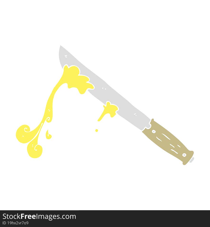 flat color illustration of butter knife. flat color illustration of butter knife