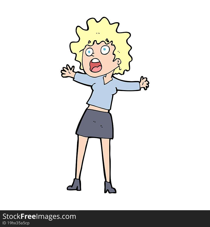 cartoon frightened woman