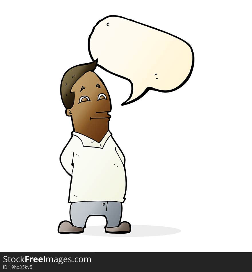 Cartoon Friendly Man With Speech Bubble