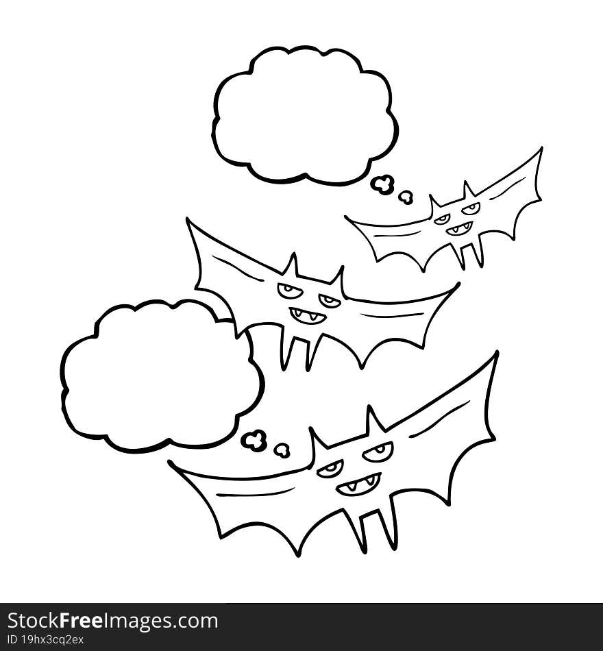 freehand drawn thought bubble cartoon halloween bat