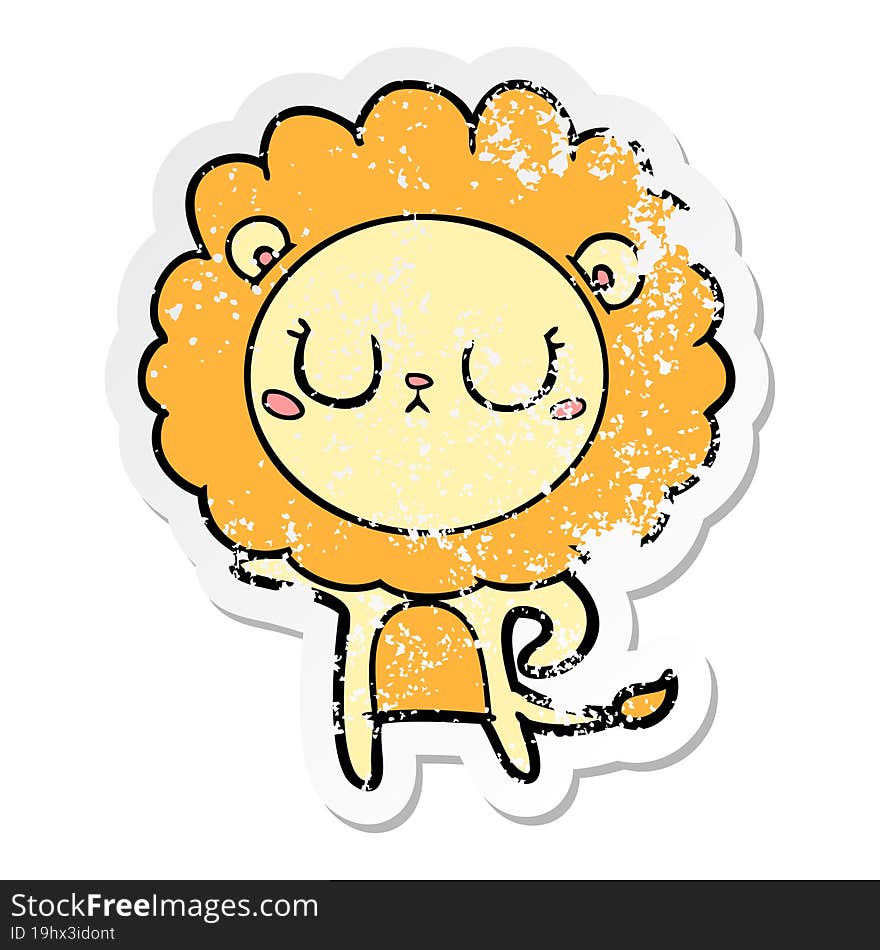 distressed sticker of a cartoon lion