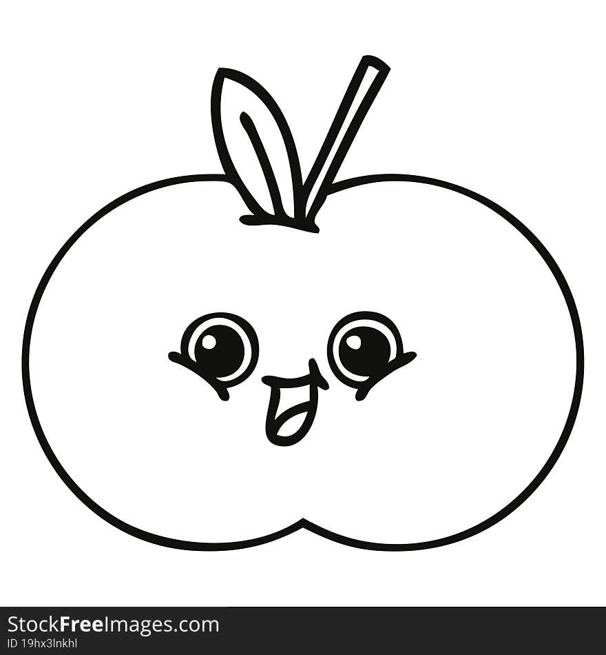 line drawing cartoon red apple