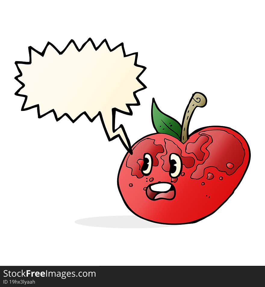 cartoon apple with speech bubble