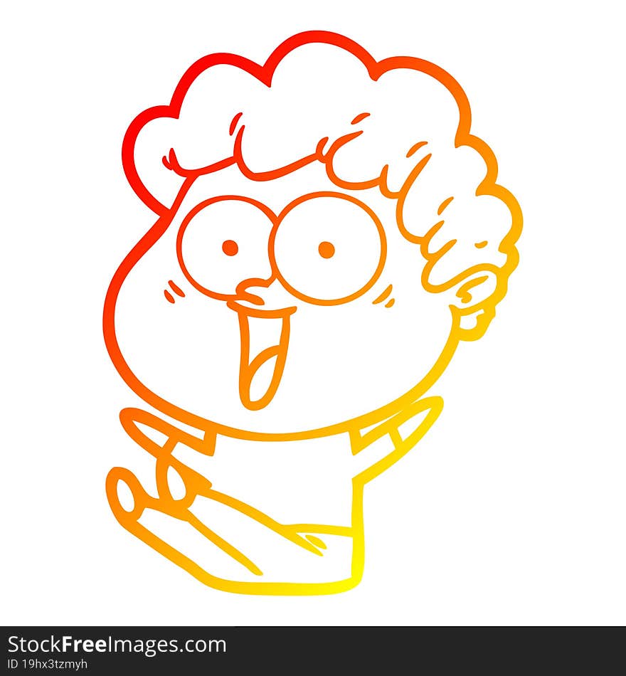 warm gradient line drawing cartoon happy man