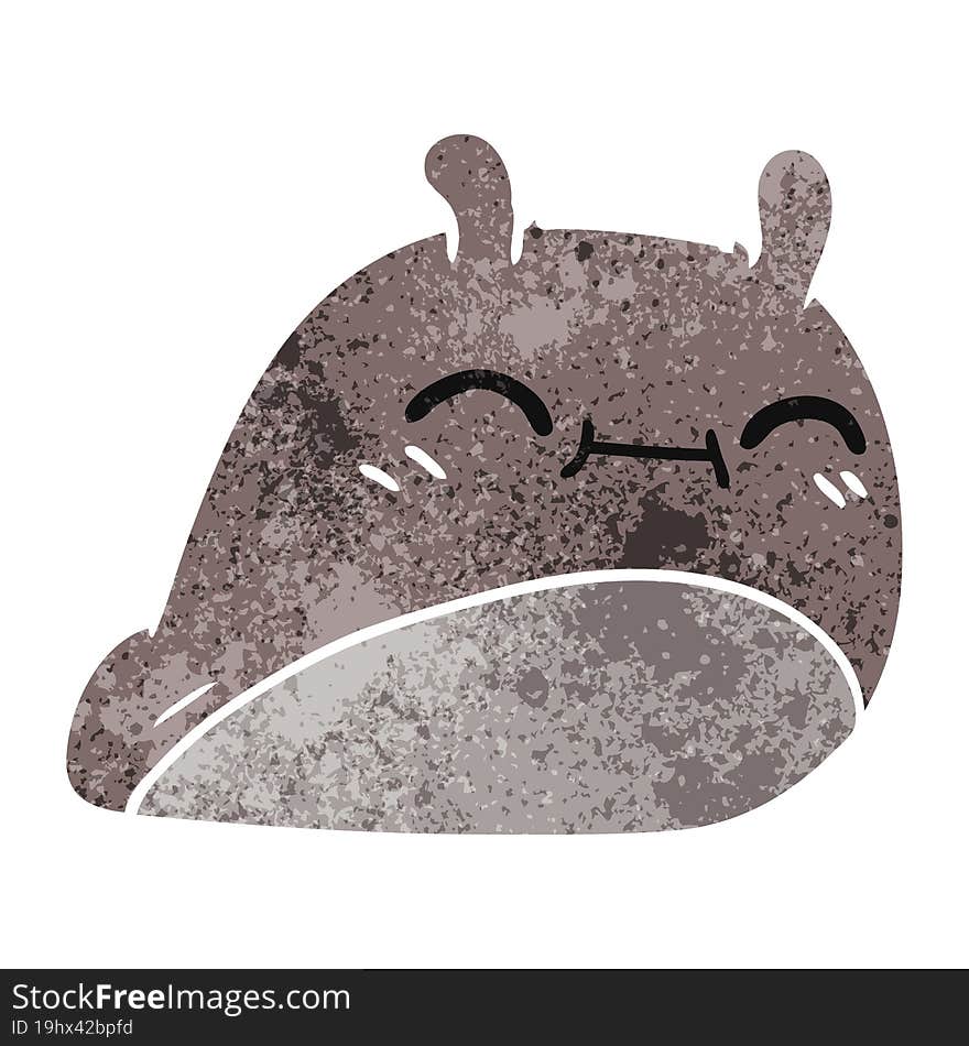 Retro Cartoon Of A Happy Kawaii Slug