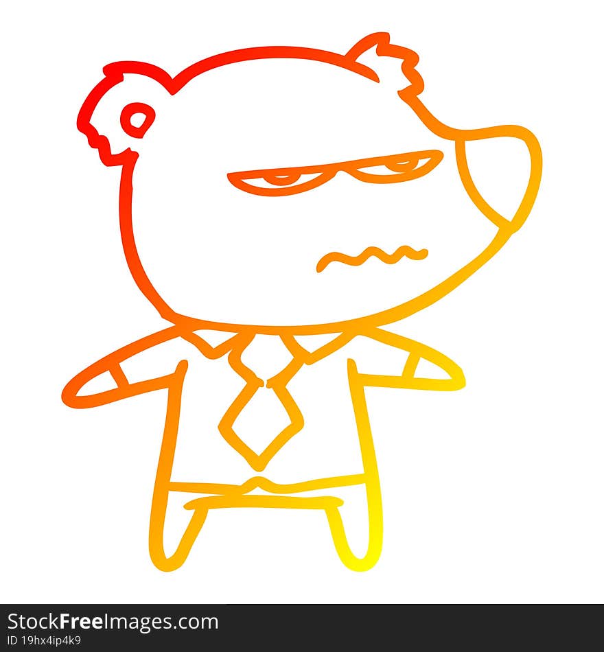 Warm Gradient Line Drawing Cartoon Angry Boss Bear