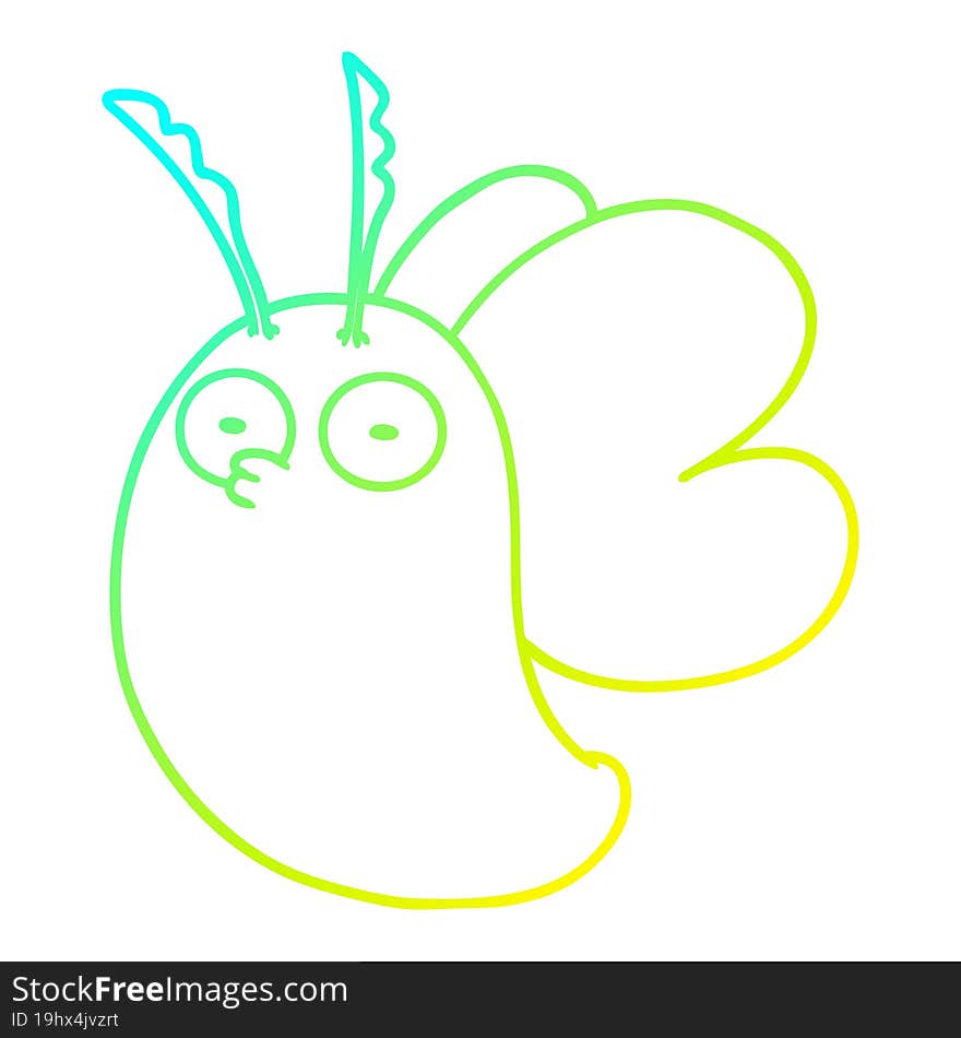 cold gradient line drawing funny cartoon butterfly