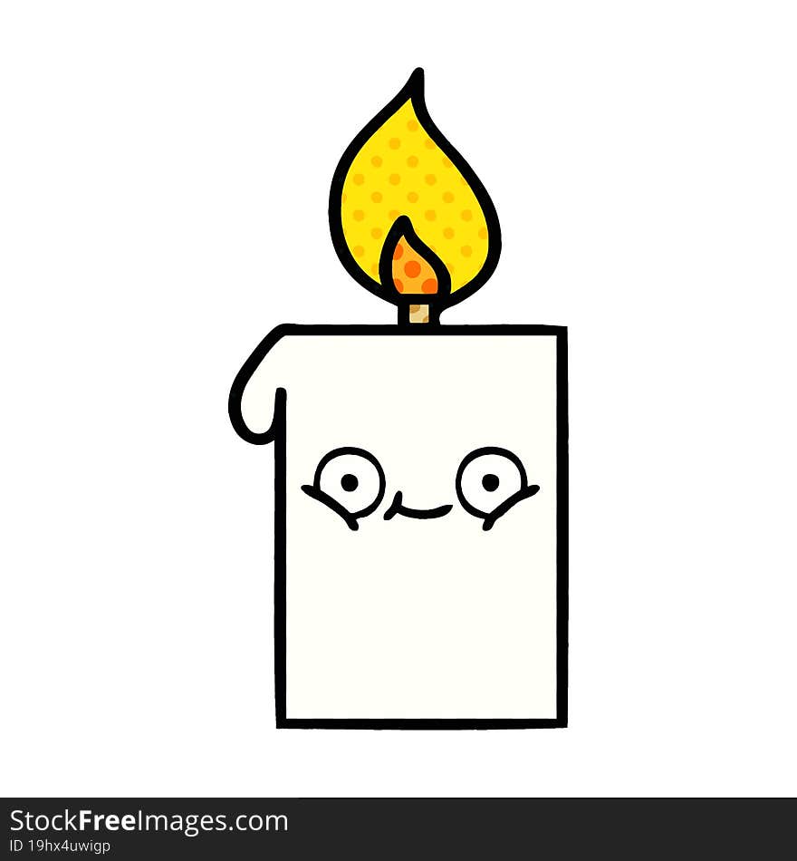 comic book style cartoon of a lit candle