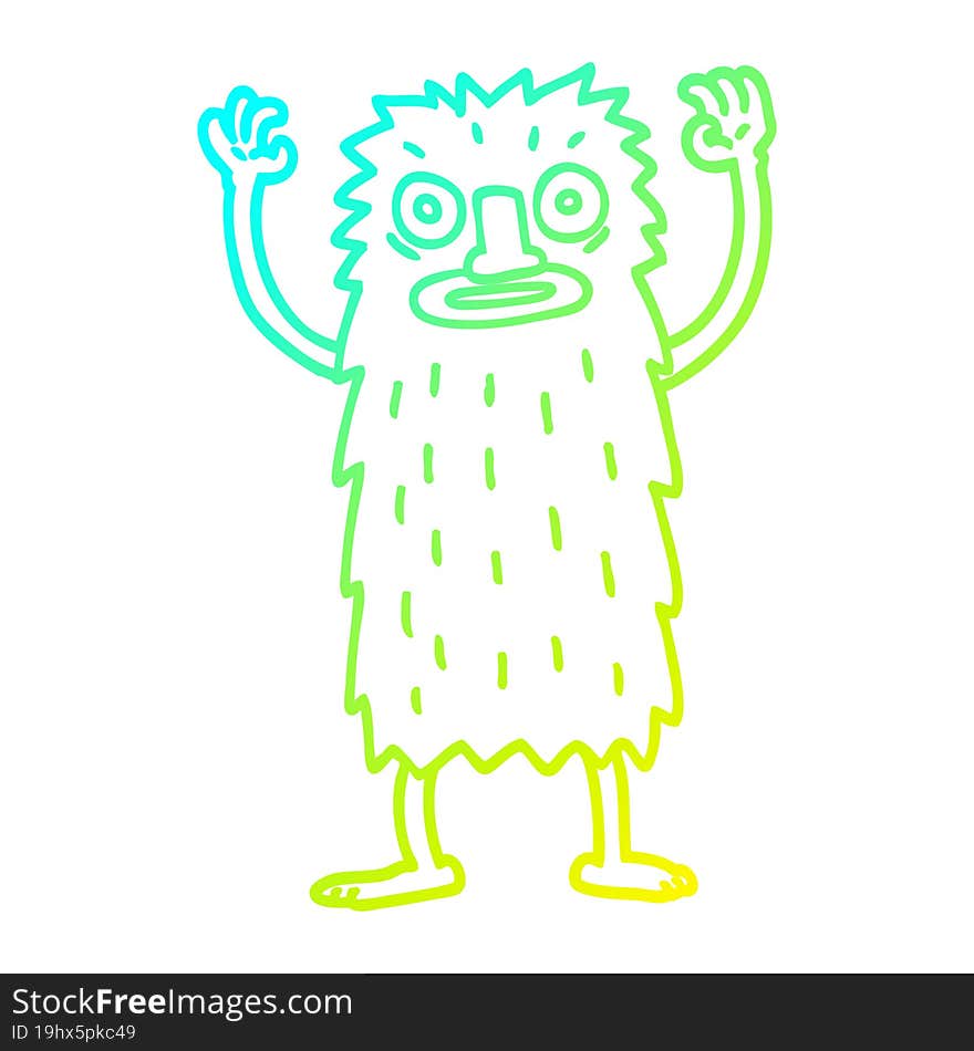 cold gradient line drawing cartoon bigfoot creature